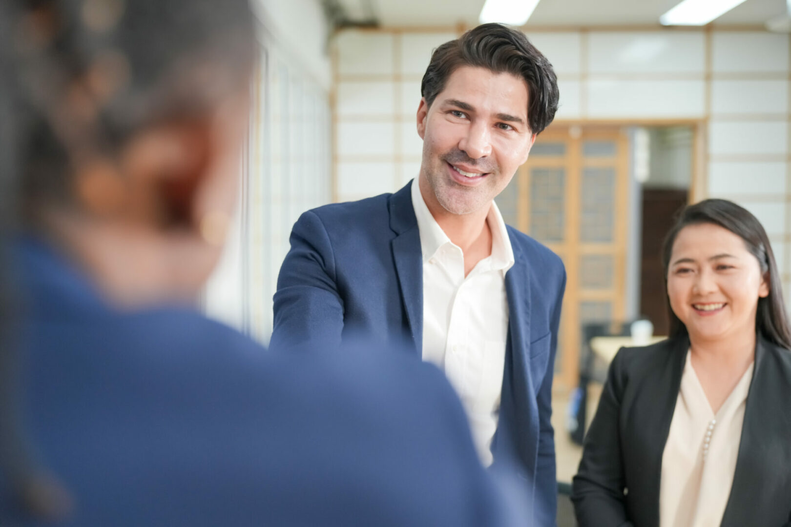 Diverse business meeting in office